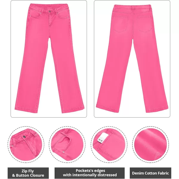 GRAPENT Womens Flare Jeans High Waisted Wide Leg Baggy Jean for Women Stretch Denim PantsMagenta Pink
