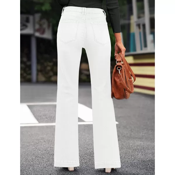 GRAPENT Womens Flare Jeans High Waisted Wide Leg Baggy Jean for Women Stretch Denim PantsOffwhite