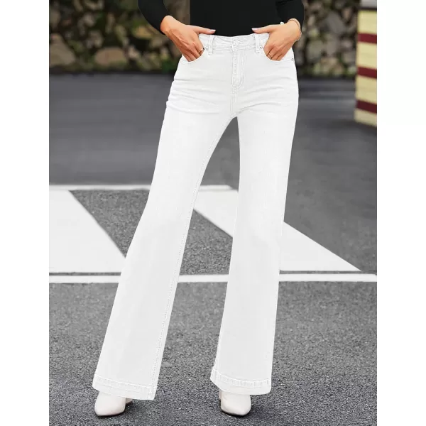 GRAPENT Womens Flare Jeans High Waisted Wide Leg Baggy Jean for Women Stretch Denim PantsOffwhite