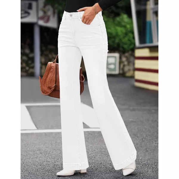 GRAPENT Womens Flare Jeans High Waisted Wide Leg Baggy Jean for Women Stretch Denim PantsOffwhite