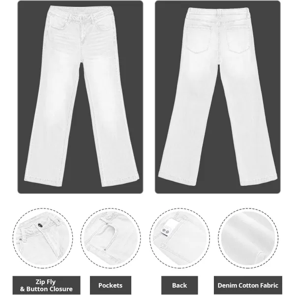GRAPENT Womens Flare Jeans High Waisted Wide Leg Baggy Jean for Women Stretch Denim PantsOffwhite