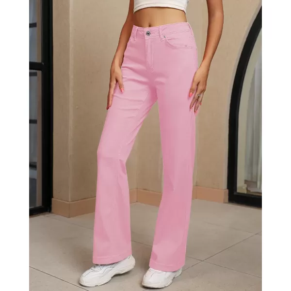 GRAPENT Womens Flare Jeans High Waisted Wide Leg Baggy Jean for Women Stretch Denim PantsOrchid Pink