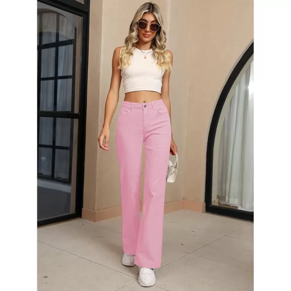 GRAPENT Womens Flare Jeans High Waisted Wide Leg Baggy Jean for Women Stretch Denim PantsOrchid Pink
