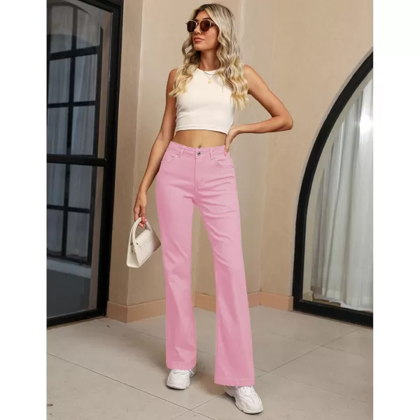 GRAPENT Womens Flare Jeans High Waisted Wide Leg Baggy Jean for Women Stretch Denim PantsOrchid Pink