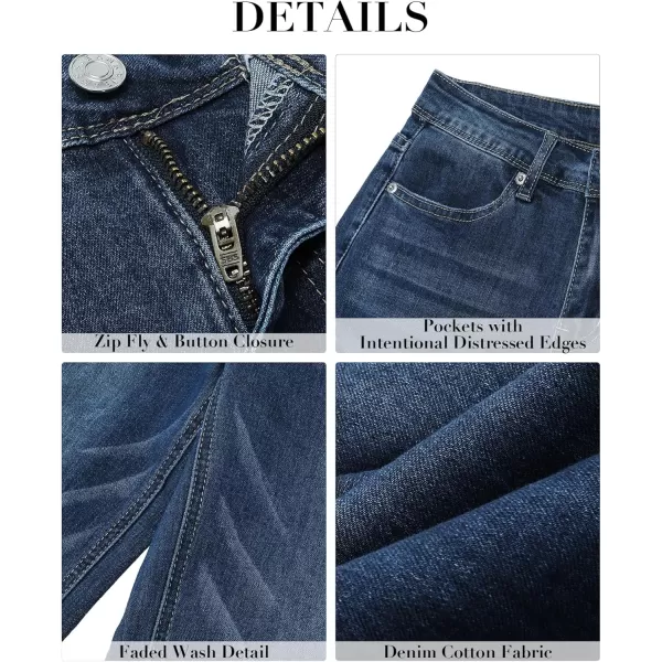 GRAPENT Womens Flare Jeans High Waisted Wide Leg Baggy Jean for Women Stretch Denim PantsPetite Dark Blue