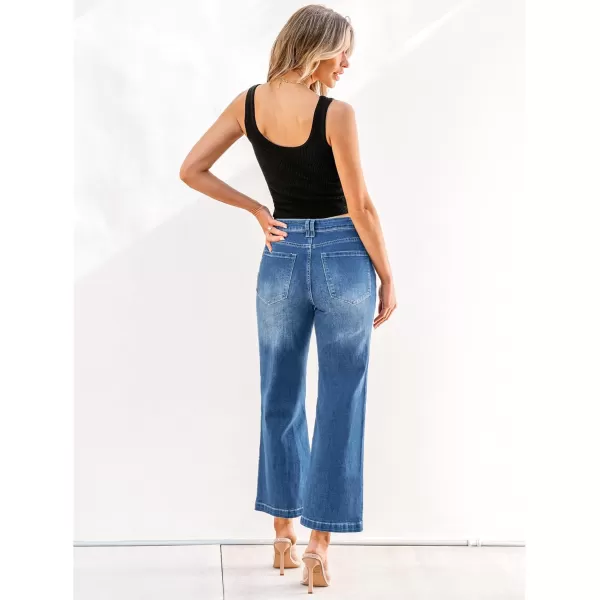 GRAPENT Womens Flare Jeans High Waisted Wide Leg Baggy Jean for Women Stretch Denim PantsPetite Lapis Longing