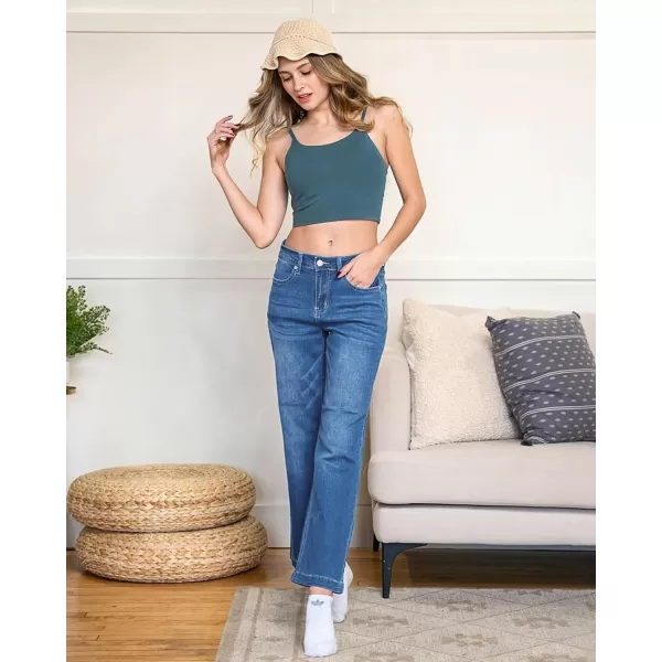 GRAPENT Womens Flare Jeans High Waisted Wide Leg Baggy Jean for Women Stretch Denim PantsPetite Lapis Longing