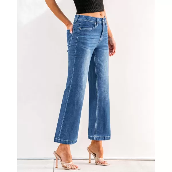GRAPENT Womens Flare Jeans High Waisted Wide Leg Baggy Jean for Women Stretch Denim PantsPetite Lapis Longing