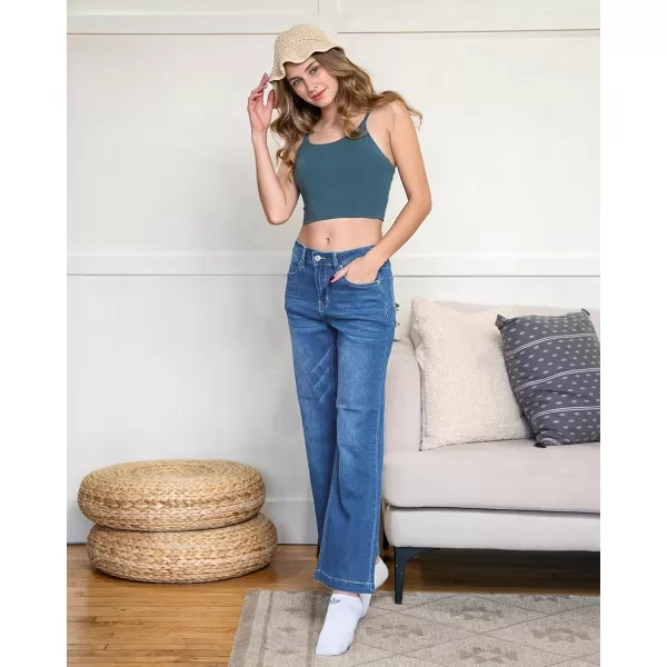 GRAPENT Womens Flare Jeans High Waisted Wide Leg Baggy Jean for Women Stretch Denim PantsPetite Lapis Longing