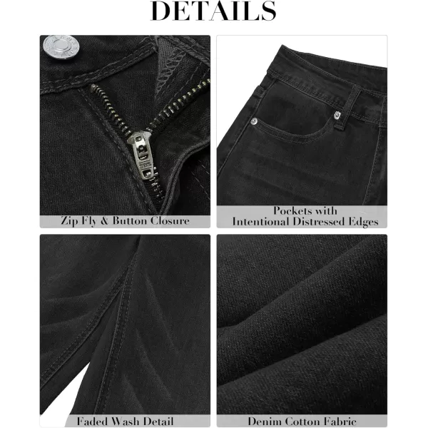 GRAPENT Womens Flare Jeans High Waisted Wide Leg Baggy Jean for Women Stretch Denim PantsPetite Soft Black