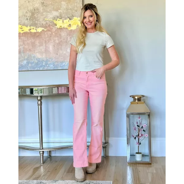 GRAPENT Womens Flare Jeans High Waisted Wide Leg Baggy Jean for Women Stretch Denim PantsRose Shadow