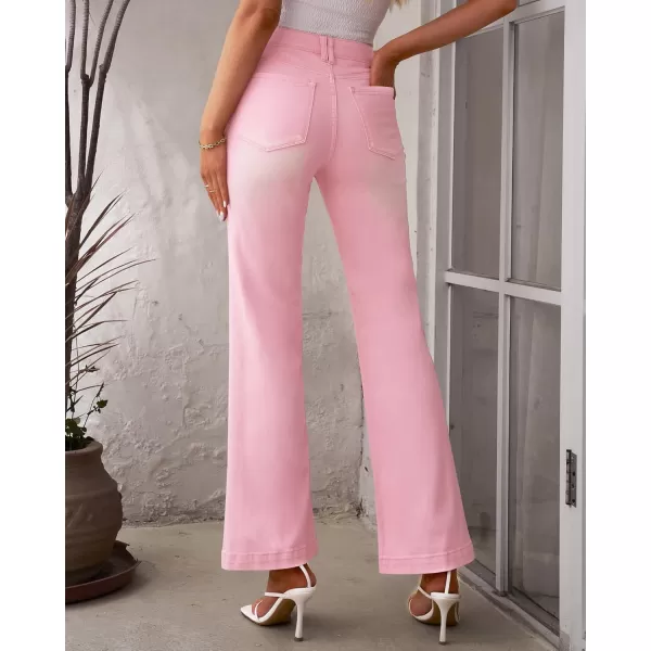 GRAPENT Womens Flare Jeans High Waisted Wide Leg Baggy Jean for Women Stretch Denim PantsRose Shadow