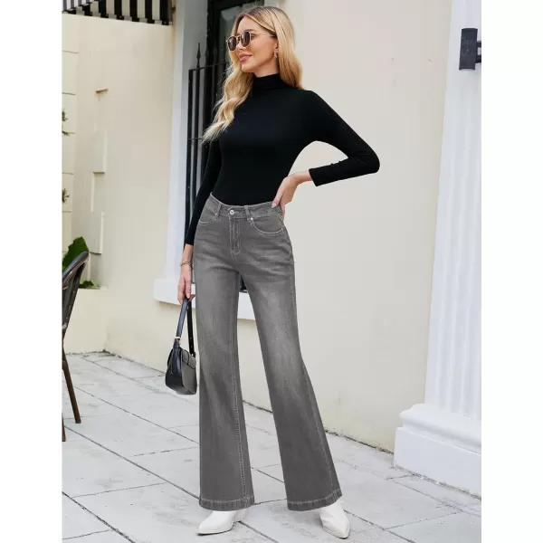 GRAPENT Womens Flare Jeans High Waisted Wide Leg Baggy Jean for Women Stretch Denim PantsSmoked Gray