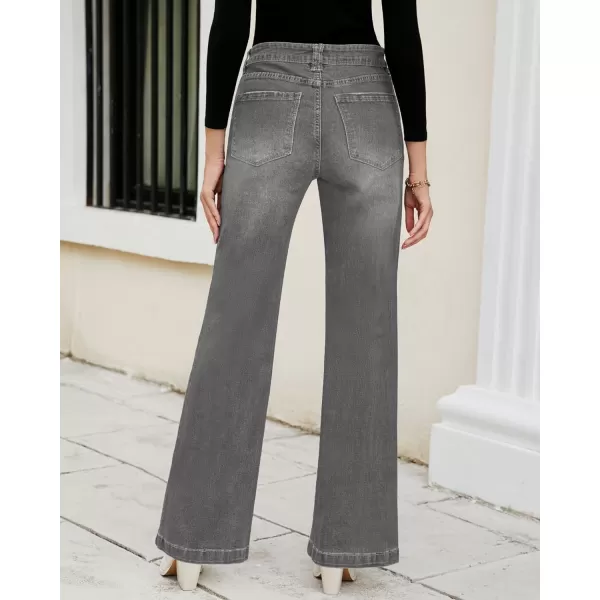 GRAPENT Womens Flare Jeans High Waisted Wide Leg Baggy Jean for Women Stretch Denim PantsSmoked Gray