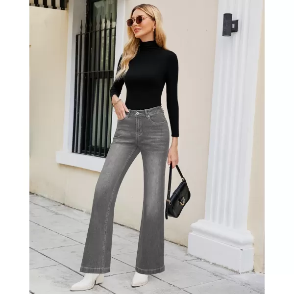 GRAPENT Womens Flare Jeans High Waisted Wide Leg Baggy Jean for Women Stretch Denim PantsSmoked Gray