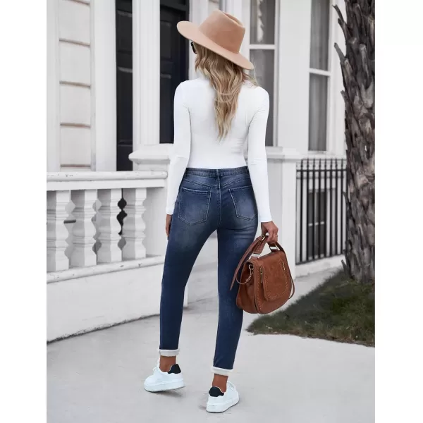 GRAPENT Womens Fleece Lined Jeans Button Fly High Waisted Skinny Jean Stretchy Denim Thermal Pants Warm Winter JeggingsDarkness Blue
