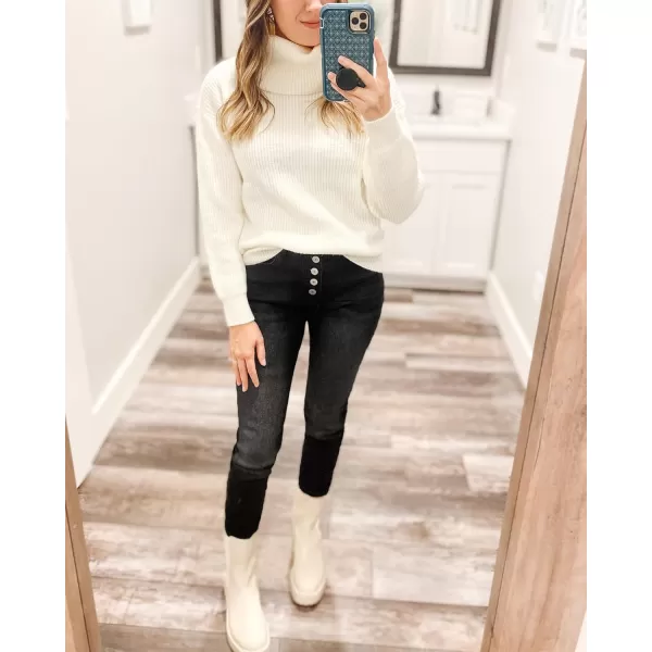 GRAPENT Womens Fleece Lined Jeans Button Fly High Waisted Skinny Jean Stretchy Denim Thermal Pants Warm Winter JeggingsFaded Black
