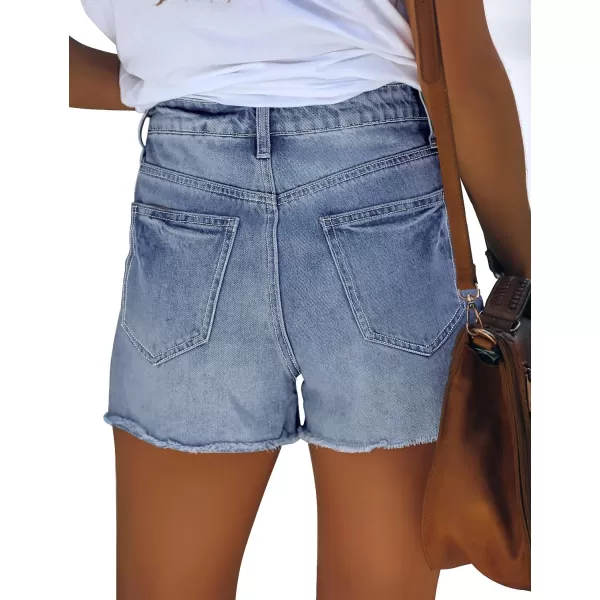 GRAPENT Womens High Waisted Ripped Stretchy Denim Hot Short Summer Jean ShortsA Aged Blue