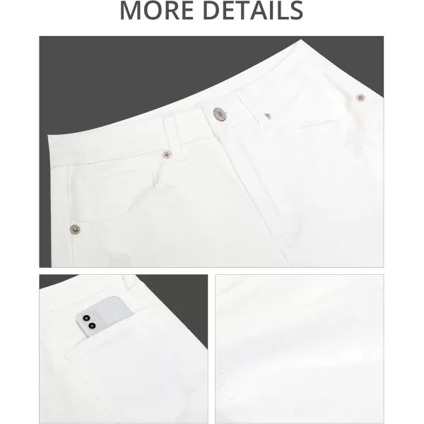 GRAPENT Womens High Waisted Ripped Stretchy Denim Hot Short Summer Jean ShortsA Brilliant White