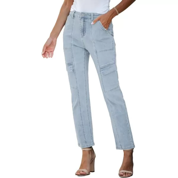 GRAPENT Jeans for Women Fashion Cargo Pants High Waisted Stretch Straight Leg Distressed Denim Pants