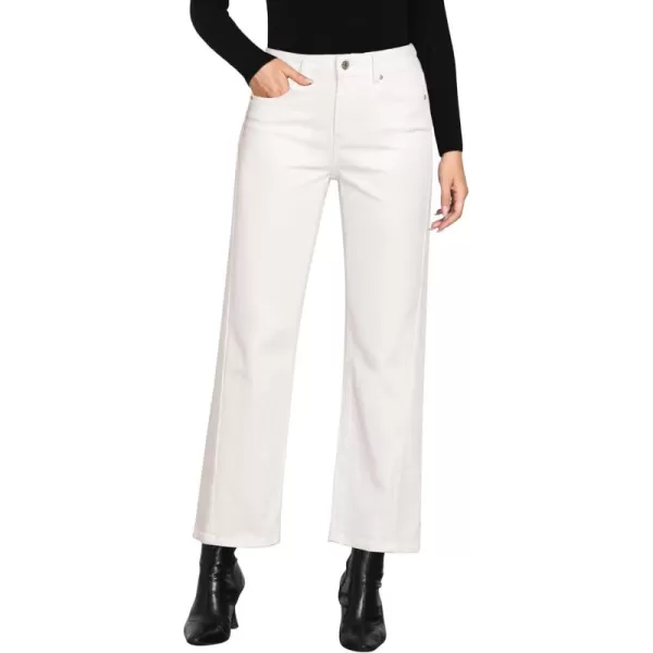 GRAPENT Straight Leg Jeans for Women High Waisted Trendy Ankle Length Forward Seams Stretchy Denim Pants Baggy JeansCream White
