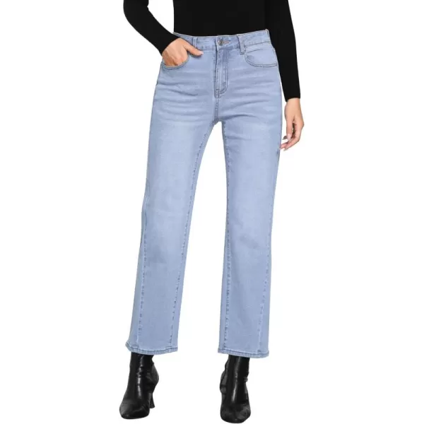 GRAPENT Straight Leg Jeans for Women High Waisted Trendy Ankle Length Forward Seams Stretchy Denim Pants Baggy JeansRoadknight Blue