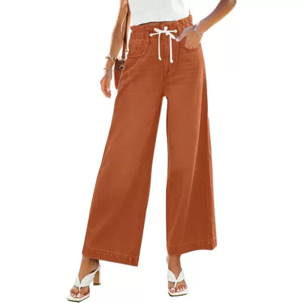 GRAPENT Wide Leg Jeans for Women Stretch High Wasited Elastic Waist Bell Bottom Baggy Y2K PantsApricot Orange