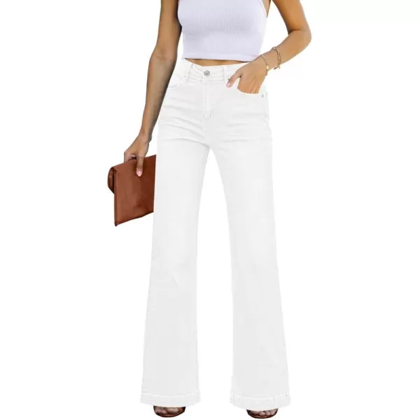 GRAPENT Womens Flare Jeans High Waisted Wide Leg Baggy Jean for Women Stretch Denim PantsOffwhite