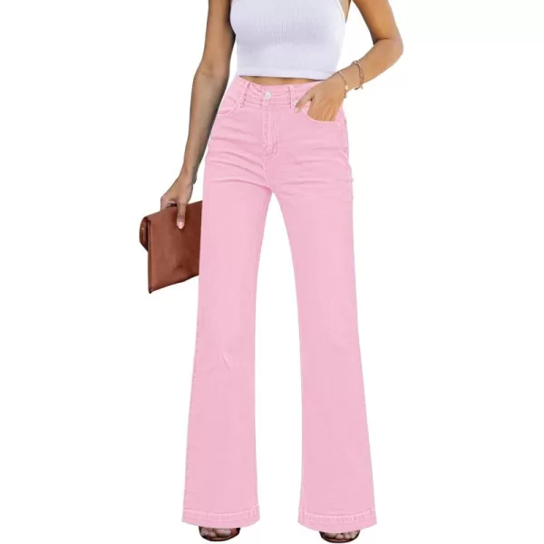 GRAPENT Womens Flare Jeans High Waisted Wide Leg Baggy Jean for Women Stretch Denim PantsOrchid Pink