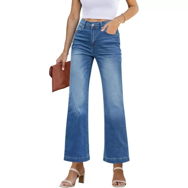 GRAPENT Womens Flare Jeans High Waisted Wide Leg Baggy Jean for Women Stretch Denim PantsPetite Lapis Longing