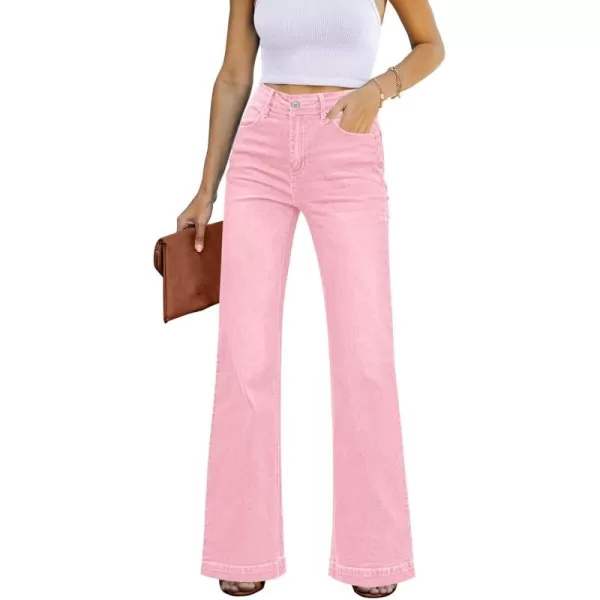 GRAPENT Womens Flare Jeans High Waisted Wide Leg Baggy Jean for Women Stretch Denim PantsRose Shadow