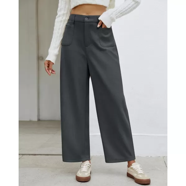 GRAPENT Barrel Pants for Women High Waisted Corduroy Elastic Waist Trendy Loose Casual Fall Trousers Pants with PocketsDark Gray