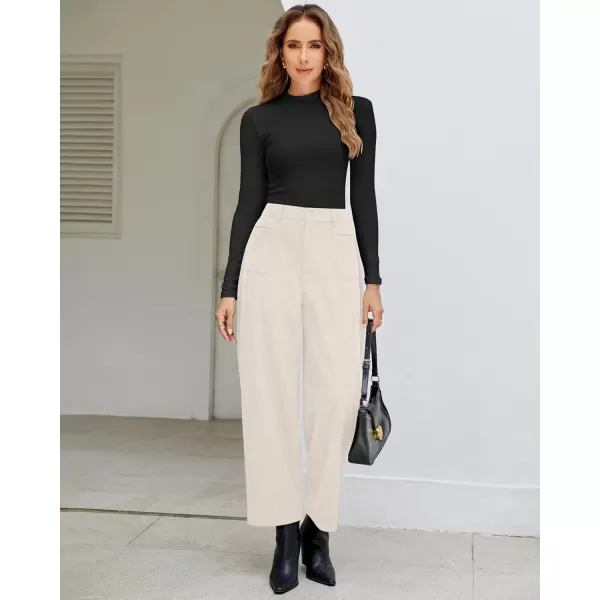 GRAPENT Barrel Pants for Women High Waisted Corduroy Elastic Waist Trendy Loose Casual Fall Trousers Pants with PocketsTurtledove