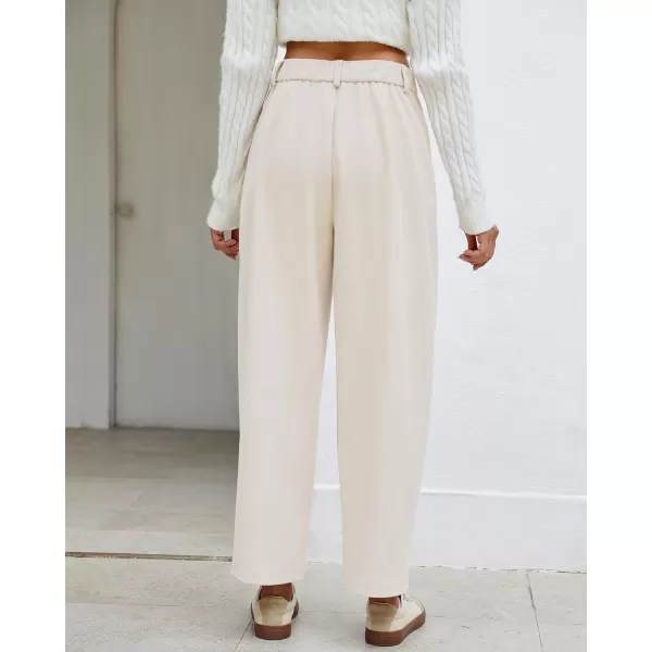 GRAPENT Barrel Pants for Women High Waisted Corduroy Elastic Waist Trendy Loose Casual Fall Trousers Pants with PocketsTurtledove