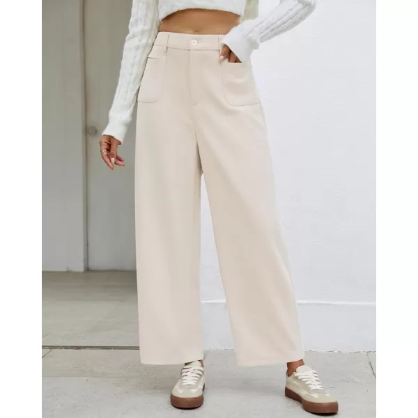 GRAPENT Barrel Pants for Women High Waisted Corduroy Elastic Waist Trendy Loose Casual Fall Trousers Pants with PocketsTurtledove