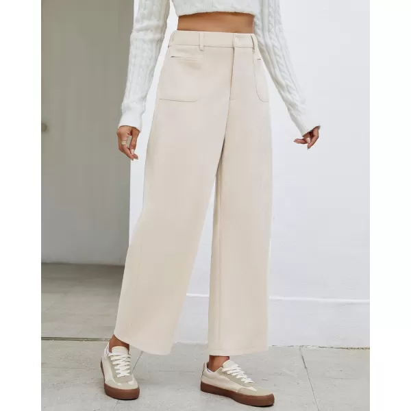 GRAPENT Barrel Pants for Women High Waisted Corduroy Elastic Waist Trendy Loose Casual Fall Trousers Pants with PocketsTurtledove