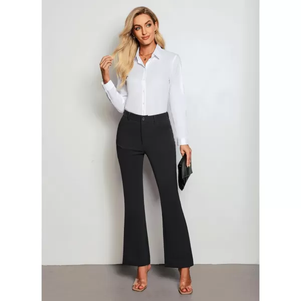 GRAPENT Bootcut Dress Pants for Women High Waisted Business Causal Elastic Waist Stretch Flare Work Trousers Dress PantsBlack