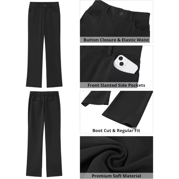 GRAPENT Bootcut Dress Pants for Women High Waisted Business Causal Elastic Waist Stretch Flare Work Trousers Dress PantsBlack