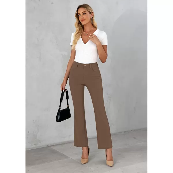 GRAPENT Bootcut Dress Pants for Women High Waisted Business Causal Elastic Waist Stretch Flare Work Trousers Dress PantsBrown