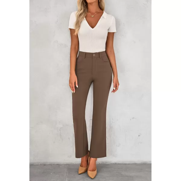 GRAPENT Bootcut Dress Pants for Women High Waisted Business Causal Elastic Waist Stretch Flare Work Trousers Dress PantsBrown