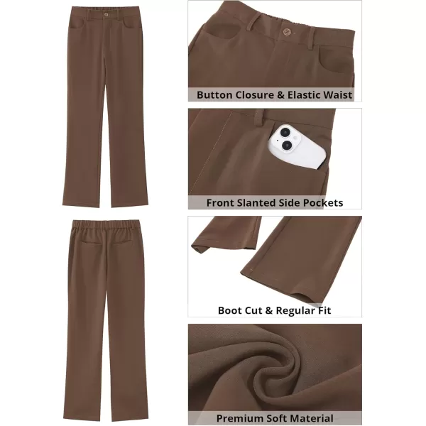 GRAPENT Bootcut Dress Pants for Women High Waisted Business Causal Elastic Waist Stretch Flare Work Trousers Dress PantsBrown