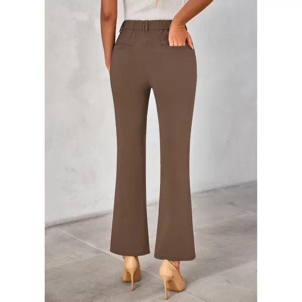 GRAPENT Bootcut Dress Pants for Women High Waisted Business Causal Elastic Waist Stretch Flare Work Trousers Dress PantsBrown