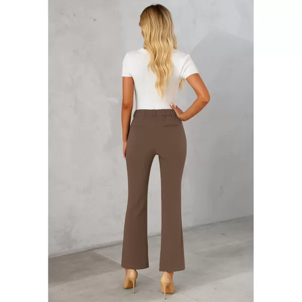 GRAPENT Bootcut Dress Pants for Women High Waisted Business Causal Elastic Waist Stretch Flare Work Trousers Dress PantsBrown