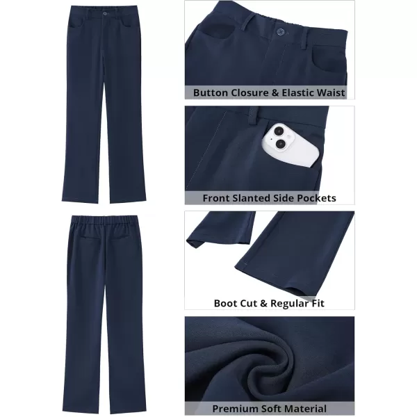 GRAPENT Bootcut Dress Pants for Women High Waisted Business Causal Elastic Waist Stretch Flare Work Trousers Dress PantsDark Blue