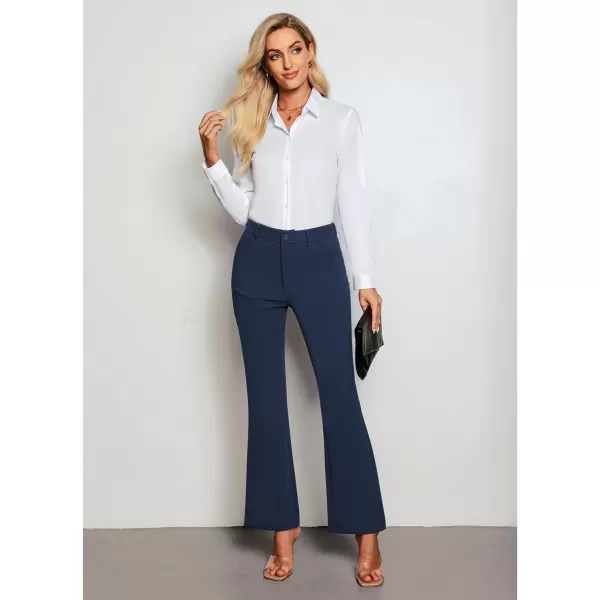 GRAPENT Bootcut Dress Pants for Women High Waisted Business Causal Elastic Waist Stretch Flare Work Trousers Dress PantsDark Blue