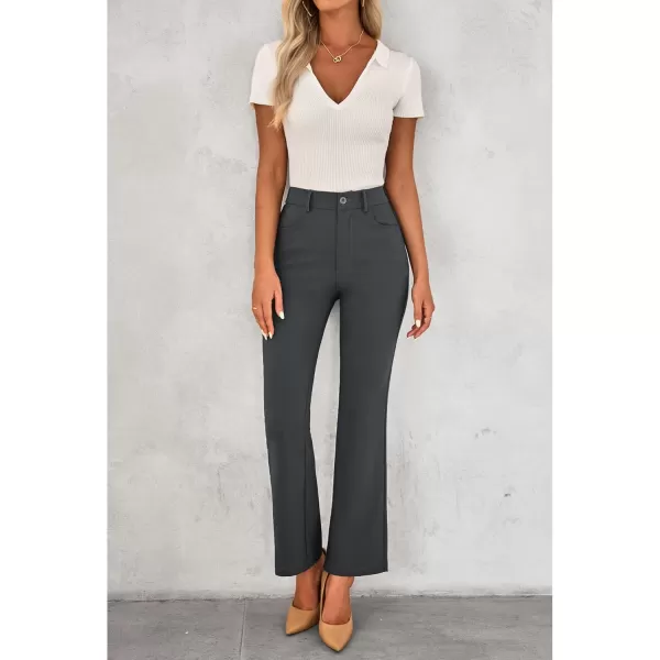 GRAPENT Bootcut Dress Pants for Women High Waisted Business Causal Elastic Waist Stretch Flare Work Trousers Dress PantsDark Gray