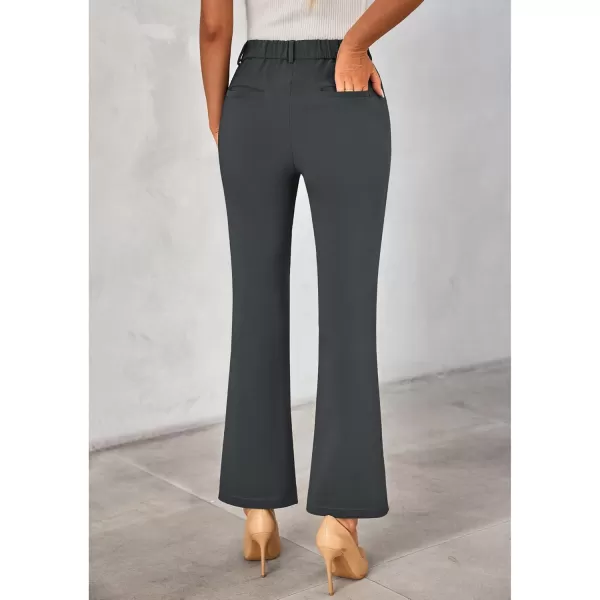 GRAPENT Bootcut Dress Pants for Women High Waisted Business Causal Elastic Waist Stretch Flare Work Trousers Dress PantsDark Gray