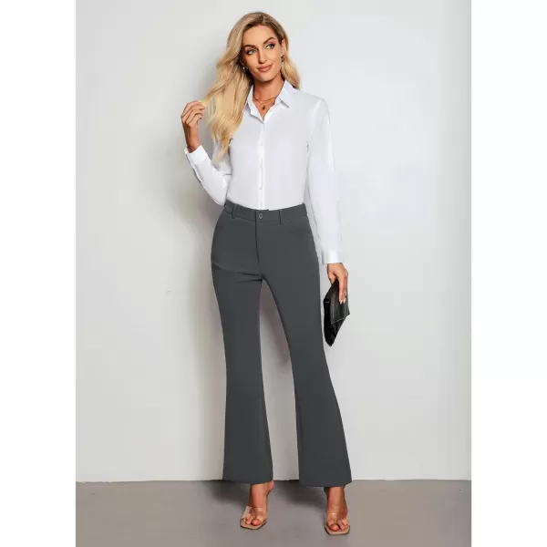 GRAPENT Bootcut Dress Pants for Women High Waisted Business Causal Elastic Waist Stretch Flare Work Trousers Dress PantsDark Gray