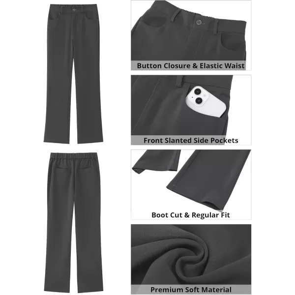 GRAPENT Bootcut Dress Pants for Women High Waisted Business Causal Elastic Waist Stretch Flare Work Trousers Dress PantsDark Gray