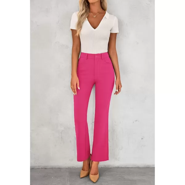 GRAPENT Bootcut Dress Pants for Women High Waisted Business Causal Elastic Waist Stretch Flare Work Trousers Dress PantsHot Pink